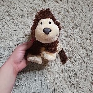 Ganz Monkey Stuffed Animal Beanie Plush Cheeky Monkey Brown Curly Hair Fur Cute